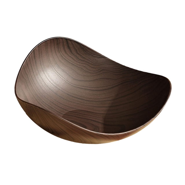 Plato de frutas secas de imitación de madera, bandeja de frutas, plato decorativo irregular para bocadillos, sándwiches, pan, pasteles, decoración de Oscuro