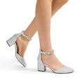 thumbnail image 4 of BURUDANI Women Heels Pumps Rhinestone Closed Toe Block Chunky Shoes, 4 of 7