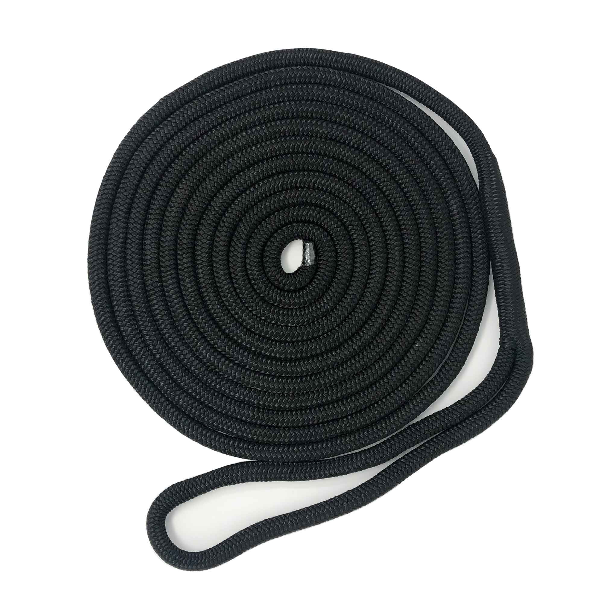 Five Oceans Marine Nylon Double Braid Dock Line 1/2 inches x 20Ft 4-Pack FO-4451-M4 Black with 12 inches Eye