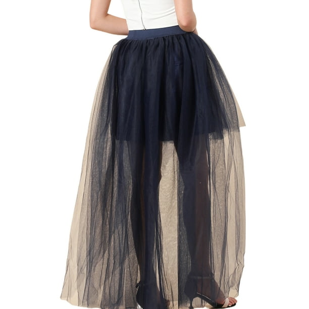 LUXUR Femmes Jupes Tulle Volant Jupe Tutu Swing Pliss e Haut Bas