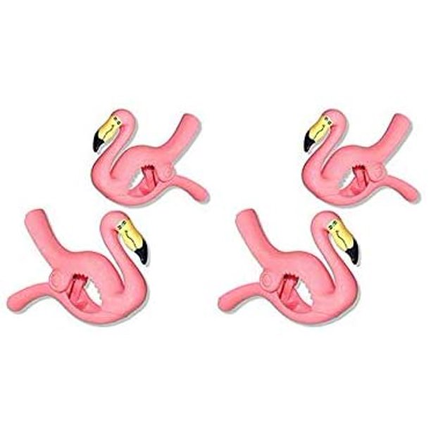 2 Pack Set Pair of Flamingo Beach Towel Clips Jumbo Size for Beach