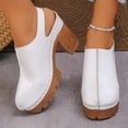 thumbnail image 4 of Pandaie Sabots à Plateforme pour Femmes, Mules à Talons Hauts Épais, Sandales à Bout Rond, à Enfiler, Claquettes, Largeur Grand, Confortables, Escarpins Décontractés, Chaussures, Blanc, Taille 6, 4 of 9