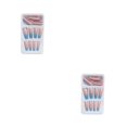 thumbnail image 1 of Vogacara 1 Juego de envolturas de uñas artificiales extralargas con degradado de punta francesa para salón DIY para niñas tipo 20 tipo 20 Pegamento 2g, gelatina 24 piezas 2piezas Vogacara  CBP262339, 1 of 5