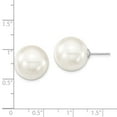 thumbnail image 3 of 925 Sterling Silver Majestik Rh-pl 14-15mm Wht Imitat Shell Pearl Stud Earrings; for Adults and Teens; for Women and Men, 3 of 3