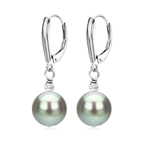 ADDURN Sterling Silver 6-7mm Gray Freshwater Pearl with Pyramid Beads/Shield Lever Back Earring