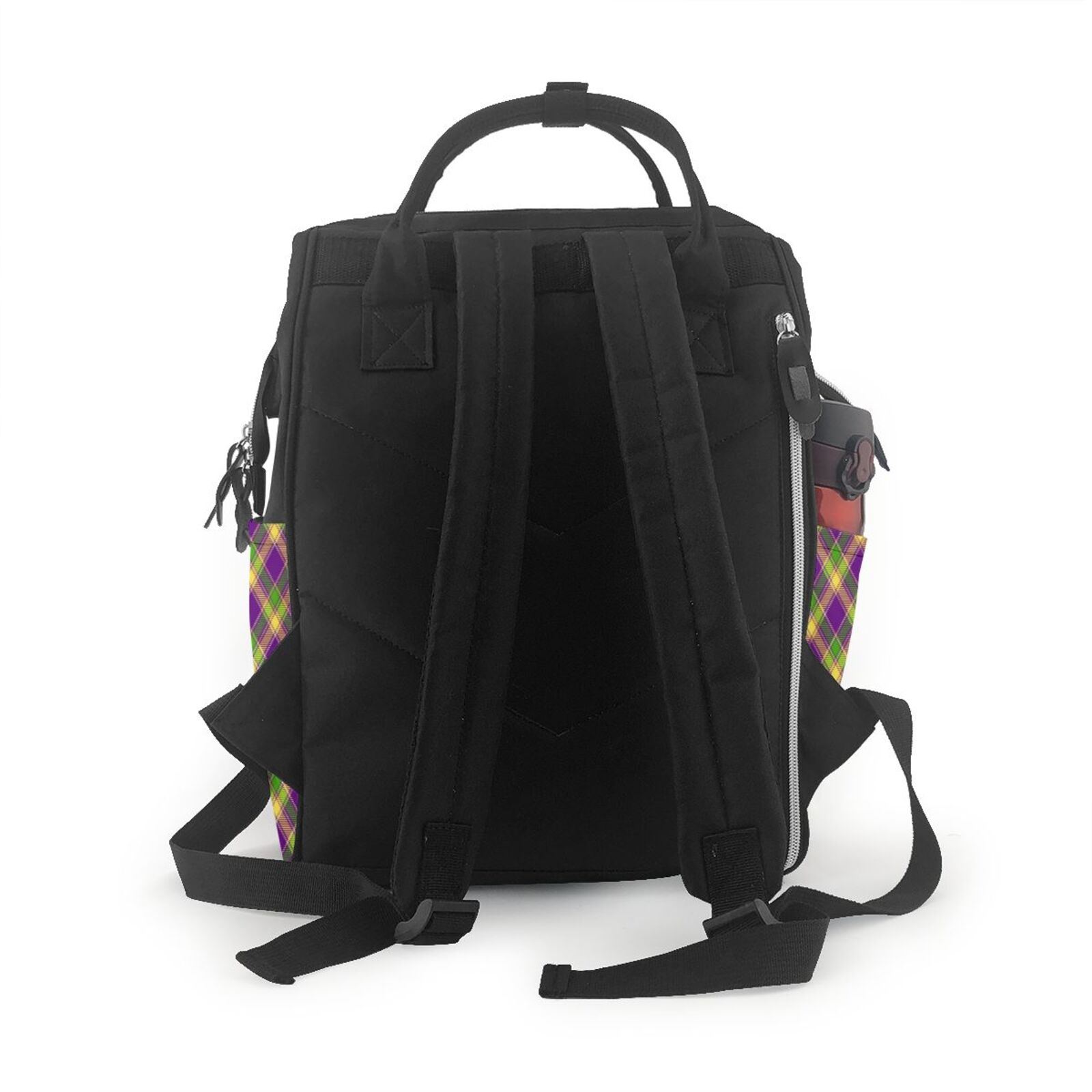 Fuzoiu Mardi Gras Plaid Print Diaper Bag Backpack,Baby Essentials Travel Tote,Multi function Waterproof Diaper Bag, Travel Essentials Baby Bag - Unisex
