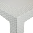 thumbnail image 5 of LeisureMod Kent Mid-Century Modern Weave Design 7-Piece Outdoor Dining Set Plastic Rectangular Table with 4 Side 2 Arm Chairs for Patio, Poolside, and Backyard Garden (White/Black), 5 of 21