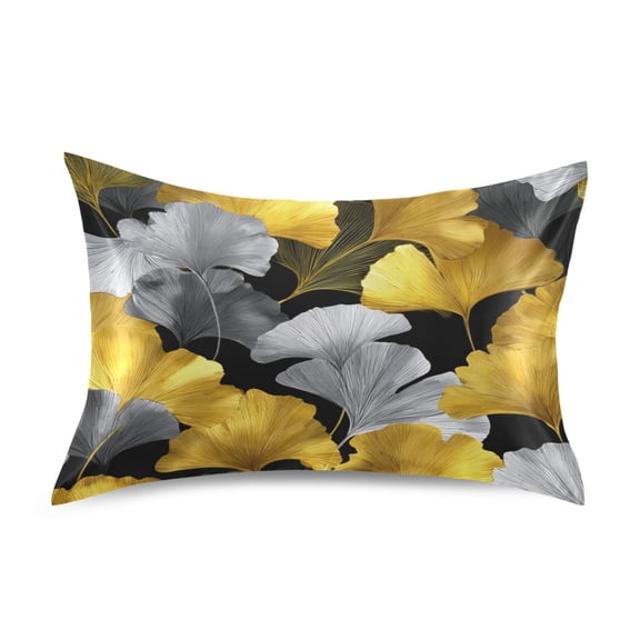 Satin Pillowcase Home Luxury Envelope Pillowcases Soft And Smooth Ginkgo Leaves Bright Yellow