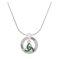 thumbnail image 1 of Delight Jewelry Silvertone Small 2-D Green Trinity Knot Joy Ring Charm Necklace, 18", 1 of 4
