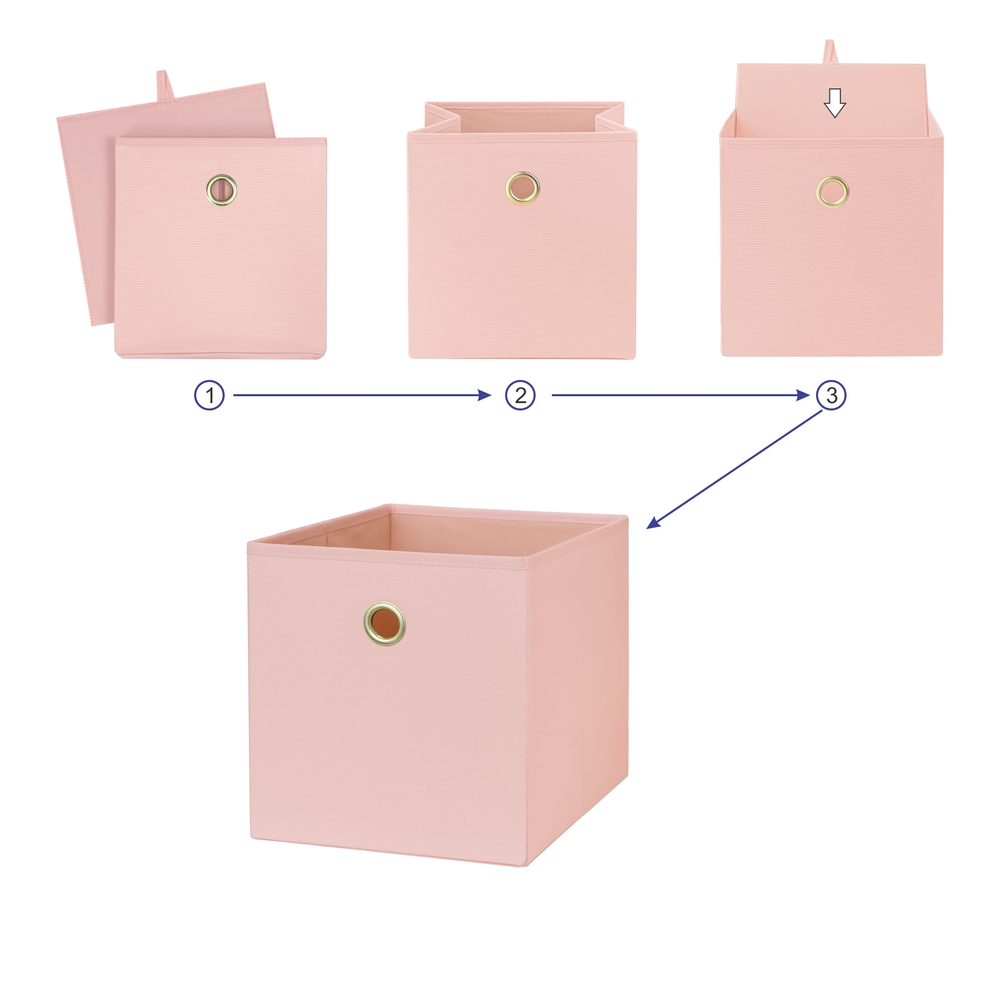 Mainstays Collapsible Fabric Cube Storage Bin, Pearl Blush