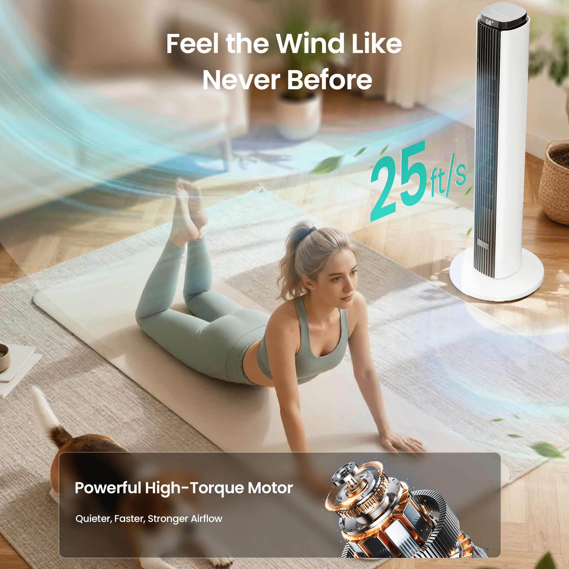 KISSAIR 37" Tower Fan with Remote, 6 Speeds, 4 Fan Modes with LED Display, 12H Timer, 90°Oscillation Fans,  Speeds Adjustable, Remote Control Suitable for Home/Bedroom/Office, Black-White mix