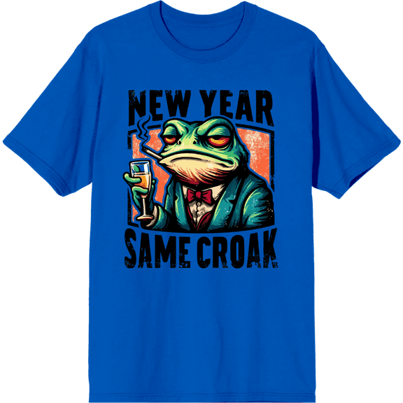 New Year Same Croak Adult Royal Blue Crew Neck Short Sleeve Tee-Medium
