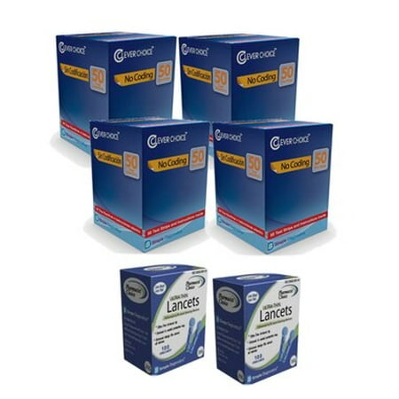 Clever Choice Voice 200 Test Strips [+] Lancets 200 Ct. For GLucose Care