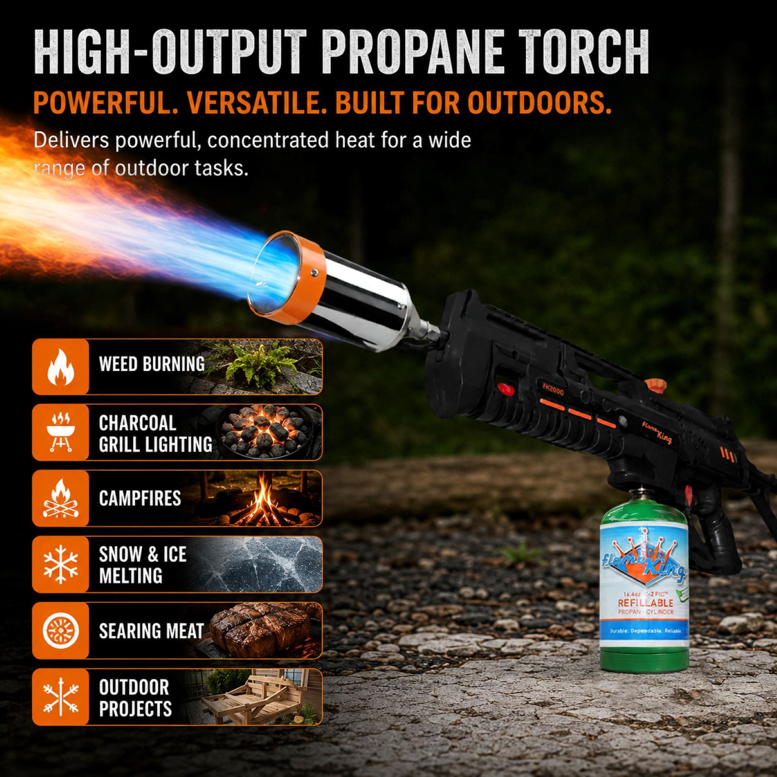 Flame King BlazeTac Propane Torch Gun Weed Burner with Trigger Ignition