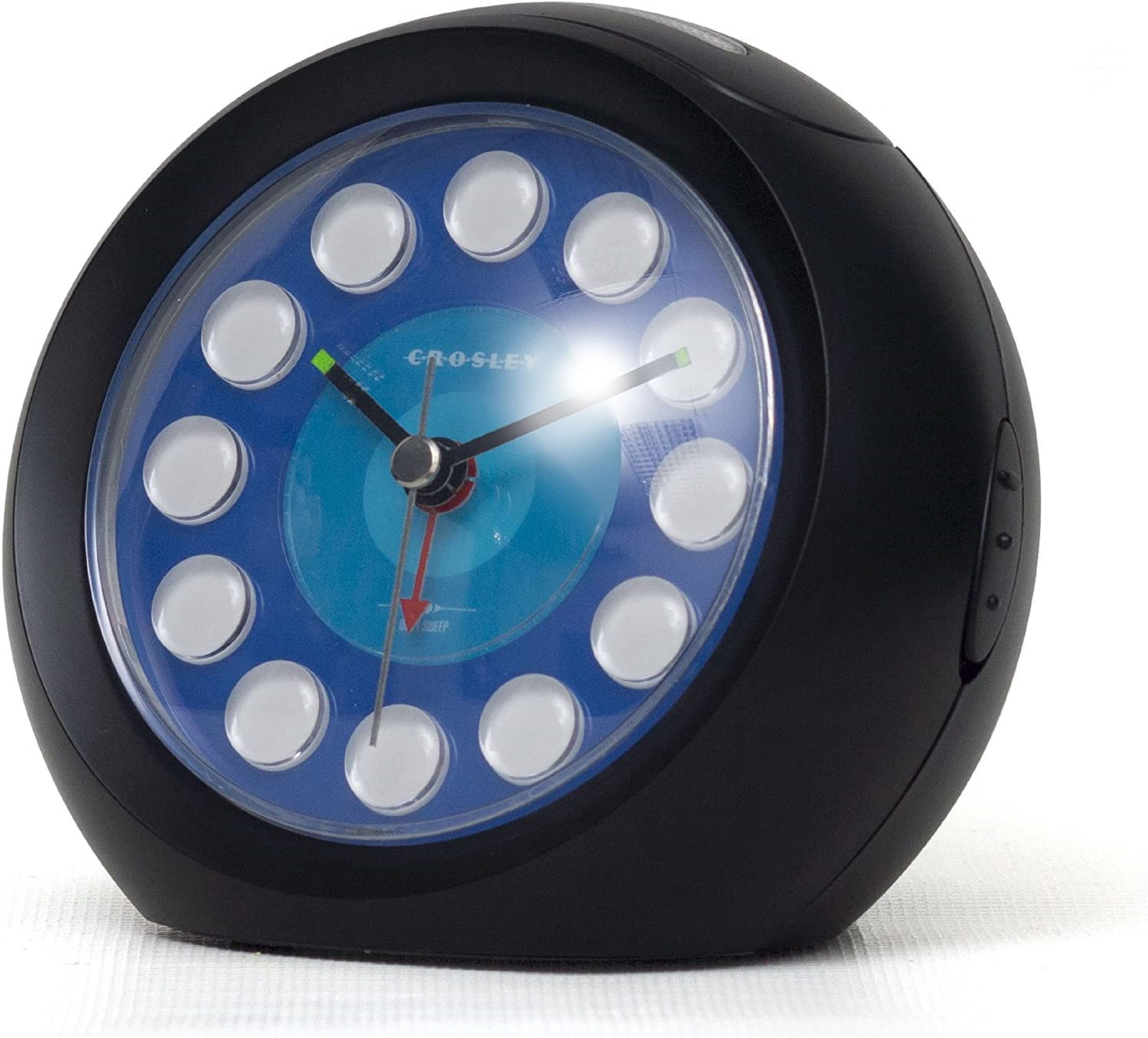 Crosley USB Ball Quiet Analog QA Alarm Clock with Analog Display and Charging Port - Black