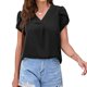 thumbnail image 4 of Moda Mujer Causal V-Cuello Blusa sólida Camiseta de manga corta Tops de verano Fridja ghk3877, 4 of 9