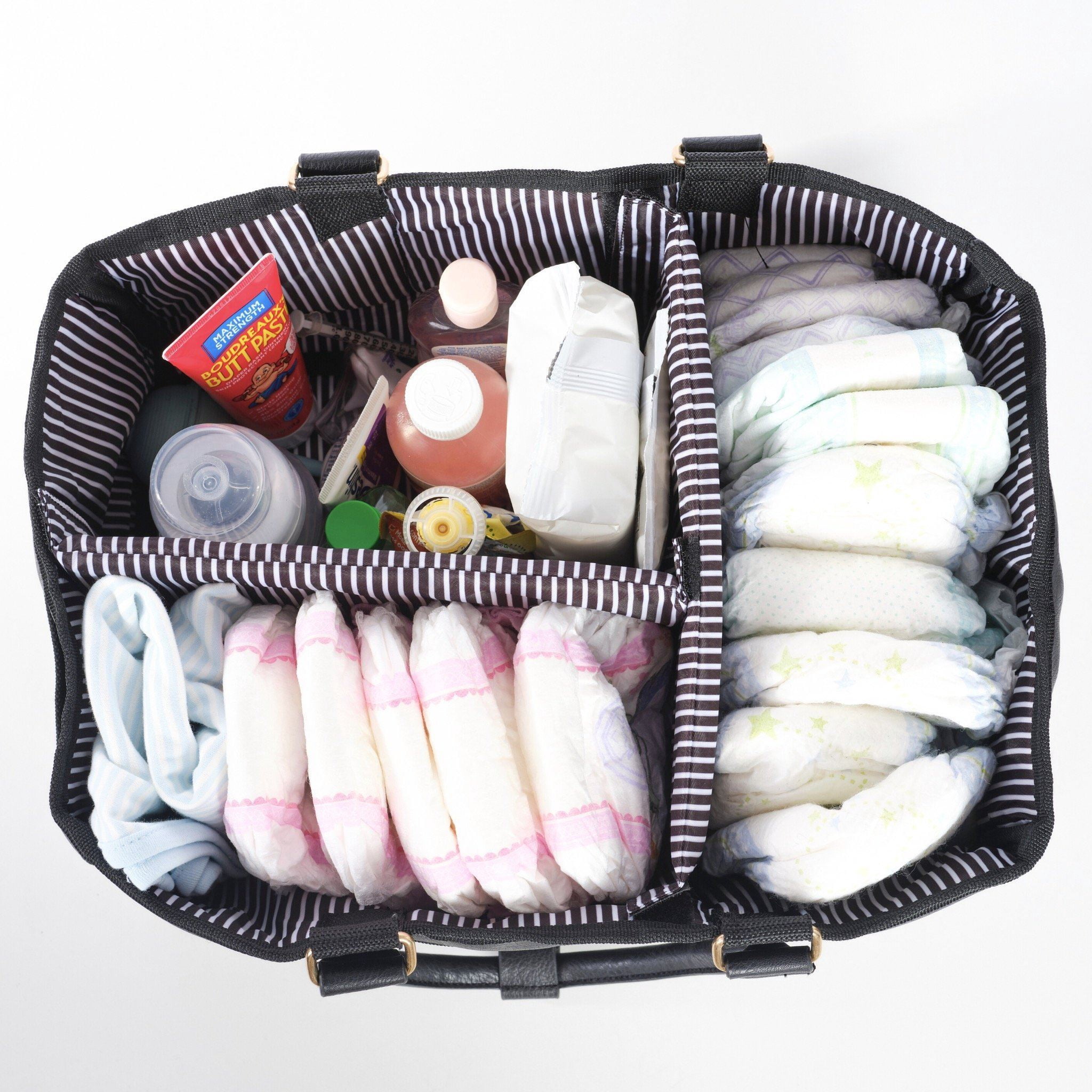 Sleepy Panda Vegan Leather with Adjustable Compartments and Exterior Pockets Stylish, Durable, and Easy-to-Carry Nursery Organizer Diaper Caddy