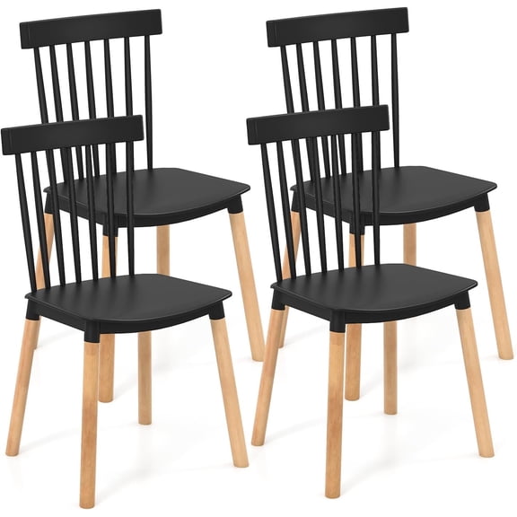 Windsor Dining Chair Set of 4, Farmhouse Kitchen Chairs with Solid Wood Legs