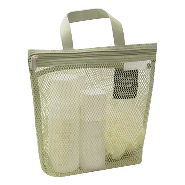 Neceser de malla con asa portátil y cremallera, de secado rápido, resistente, para ducha, viaje, organizador de maquillaje