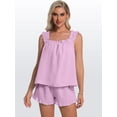thumbnail image 5 of DAKIMOE Womens Pajamas Set 2 Piece Ruffle Pj Soft Tank Top and Shorts Sleepwear Lounge Sets for Women Set Sleeveless Bridal Pajama Sets for Christmas, S-2XL, 5 of 9