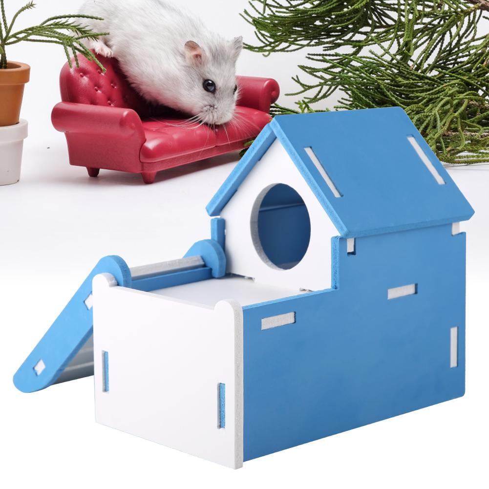 LYUMO Hamster House Cute Wooden Double Layer Sleeping House with