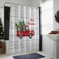 thumbnail image 4 of Merry Christmas Winter Bathroom Shower Curtain Cow Red Truck Tree Gray Wood Grain Waterproof Washable Shower Curtains for Bathtub Bath Decor with Grommets and Hook 54 X 78 Inch, 4 of 8
