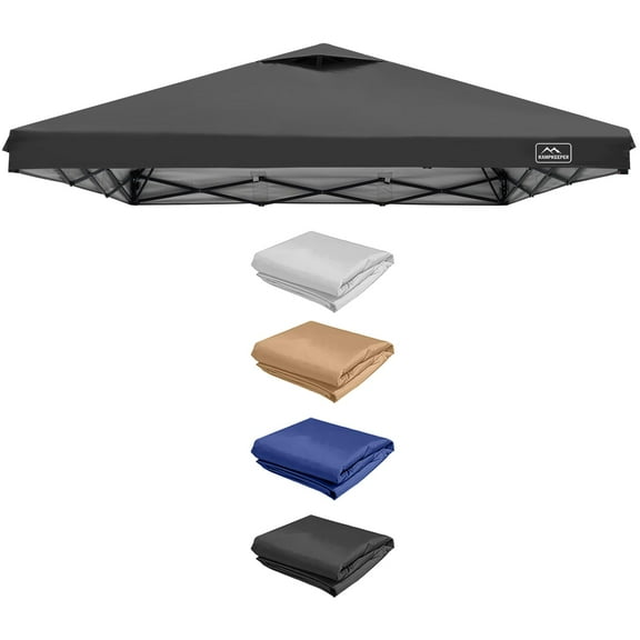 KAMPKEEPER 8x8 Replacement Top Pop Up Canopy Tent Top Cover Roof with Air Vent and Adjustable Elastic Strap, Polyester UV Waterproof for Outdoor Garden Patio Pavilion Sun Shade(Top Only) (Black)