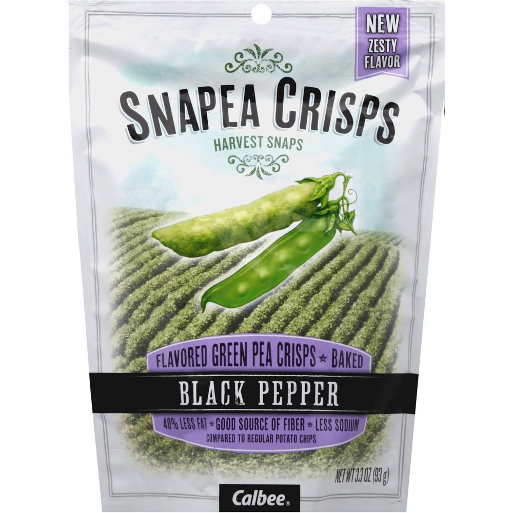 Calbee Harvest Snaps Black Pepper Snapea Crisps, 3.3 oz, (Pack of 6