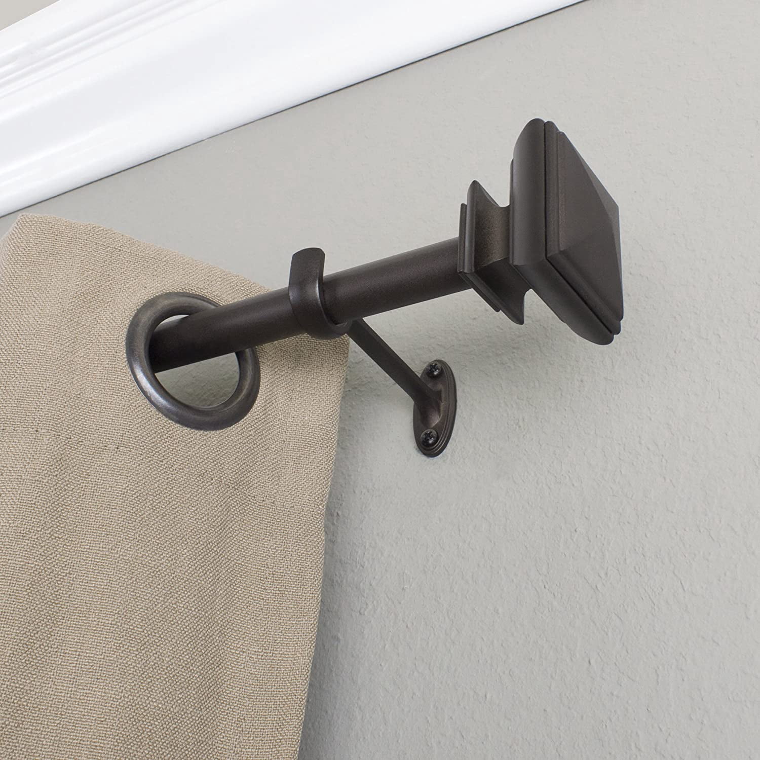 Decopolitan 7/8" Diameter Square Adjustable Curtain Rod Set