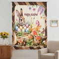 thumbnail image 2 of Happy Easter Sheer Curtains 84 Inches Long, Bunny Eggs Spring Mushrooms Plants Brown Plaid Light Filering Curtains, Breathable Simi Curtain Privacy Drapes for Living Room Bedroom Window Treatment, 2 of 9