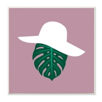 Stupell Industries Tropical Look Fashion Monstera Leaf Floppy Hat Abstract Painting Unframed Art Print Wall Art, 12 x 12