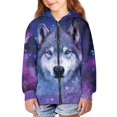 thumbnail image 2 of Xoenoiee Wolf Galaxy Girls Boys Zip-Up Hoodies Kids Fall Winter Warm Sweatshirt Jacket with Pocket Youth Long Sleeve Shirt Top Teen Clothes Outfits, 11-13 Years, 2 of 7