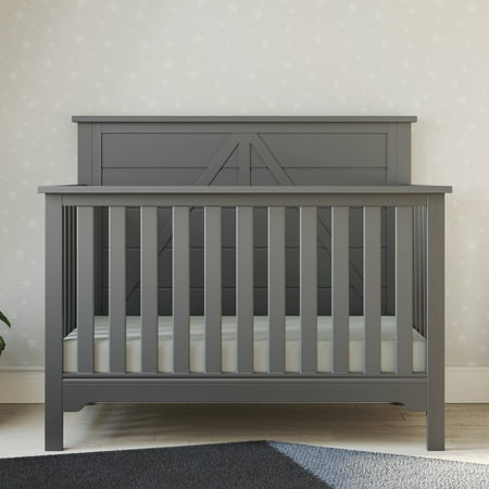 UPC: 0849801010685 | Woodland™ 4-in-1 Convertible Baby Crib in Brushed Pebble by Forever Eclectic™ – Adjustable Mattress Heights