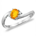 thumbnail image 1 of 14K White Gold Diamond Natural Citrine Bypass Engagement Ring Oval 6x4 mm, size 9, 1 of 1