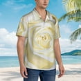 thumbnail image 3 of Balery White Rose Camisas hawaianas de manga corta para hombre, camisas playeras de corte holgado, camisas de vacaciones con botones,X-Large, 3 of 7
