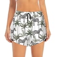 thumbnail image 2 of Pofeuu Palm Trees Zebra Print Women's Athletic Shorts Running Workout Shorts Tummy Control Quick Dry Gym Shorts with Pockets Double layer sports shorts-Medium, 2 of 7