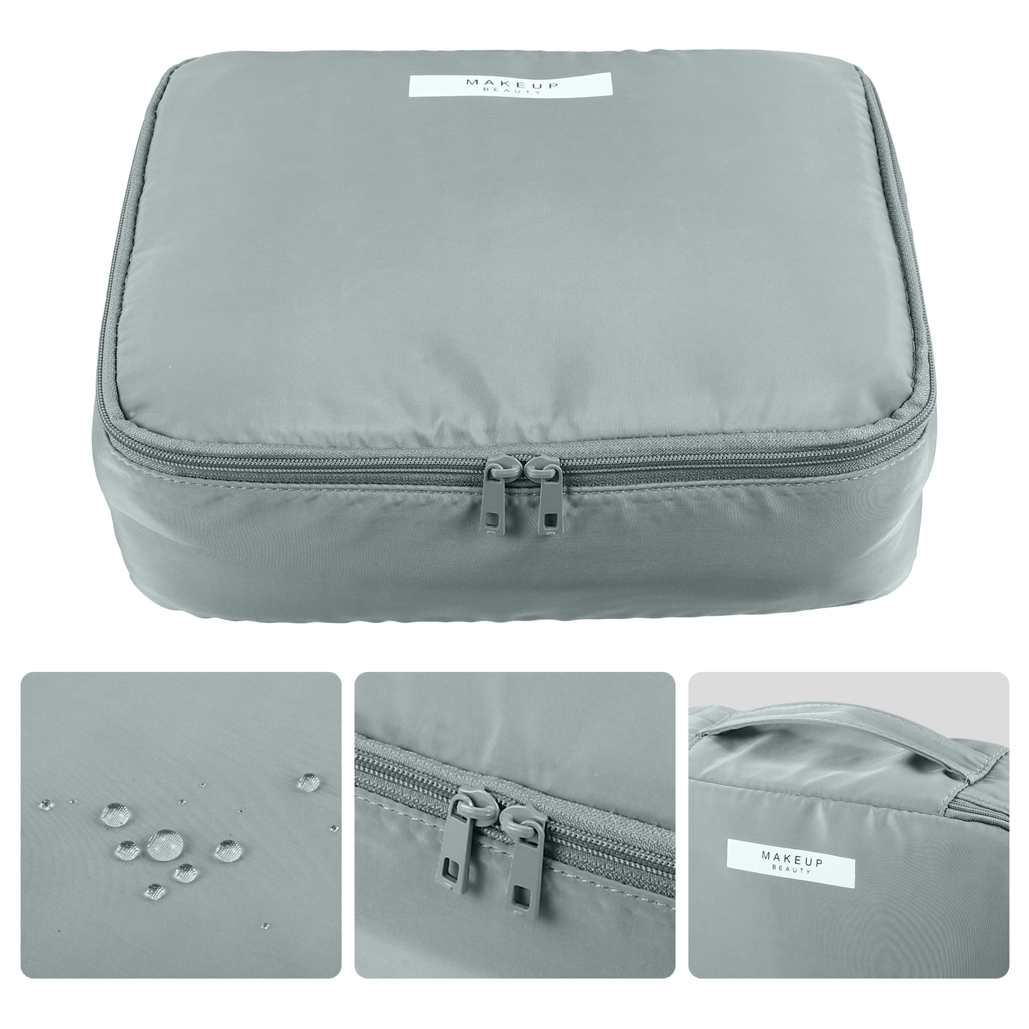 Unique Bargains Floral Makeup Bag Zipper Flower Cosmetic Pouch Gray