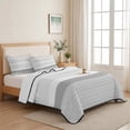 thumbnail image 5 of Twin XL Quilt Set 68''x98'', Grey Stripe Lightweight Summer Bedspread Coverlet Set with 2 Pillow Shams, Modern Abstract Monochrome Geometric Breathable All Season Quilt Bedding for Dorm/Guest Room, 5 of 9