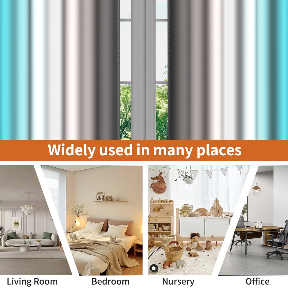 LFEEY Turquoise Teal Curtains, Blackout Light Room Darkening Curtains, Ombre Gray, 42" W x 63" L, 2 Panels