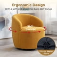 thumbnail image 3 of LuxyHoom Swivel Barrel Chair with Teddy Fabric, Swivel Accent Chair, Comfy Sherpa Round Accent Chair, Swivel Club Armchair for Nursery Living Room Bedroom (Yellow), 3 of 12