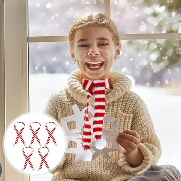 AURARMLET 5Pack Tiny Scarves for Crafts Red and White Striped Warmth for Winter