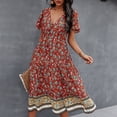 thumbnail image 2 of TSADFHJI Jupe Noire Femme Femme Décontractée Ample Florale Rhombique Robe Mode Plage Style Tempérament m Rouge, 2 of 9