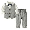 thumbnail image 7 of HAOTAGS Boys 4 piece Formal Suit Set, Long Sleeved Pants Collared Dress Shirt Button - Up Vest with Tie Sets White 3-4 Years, 7 of 7
