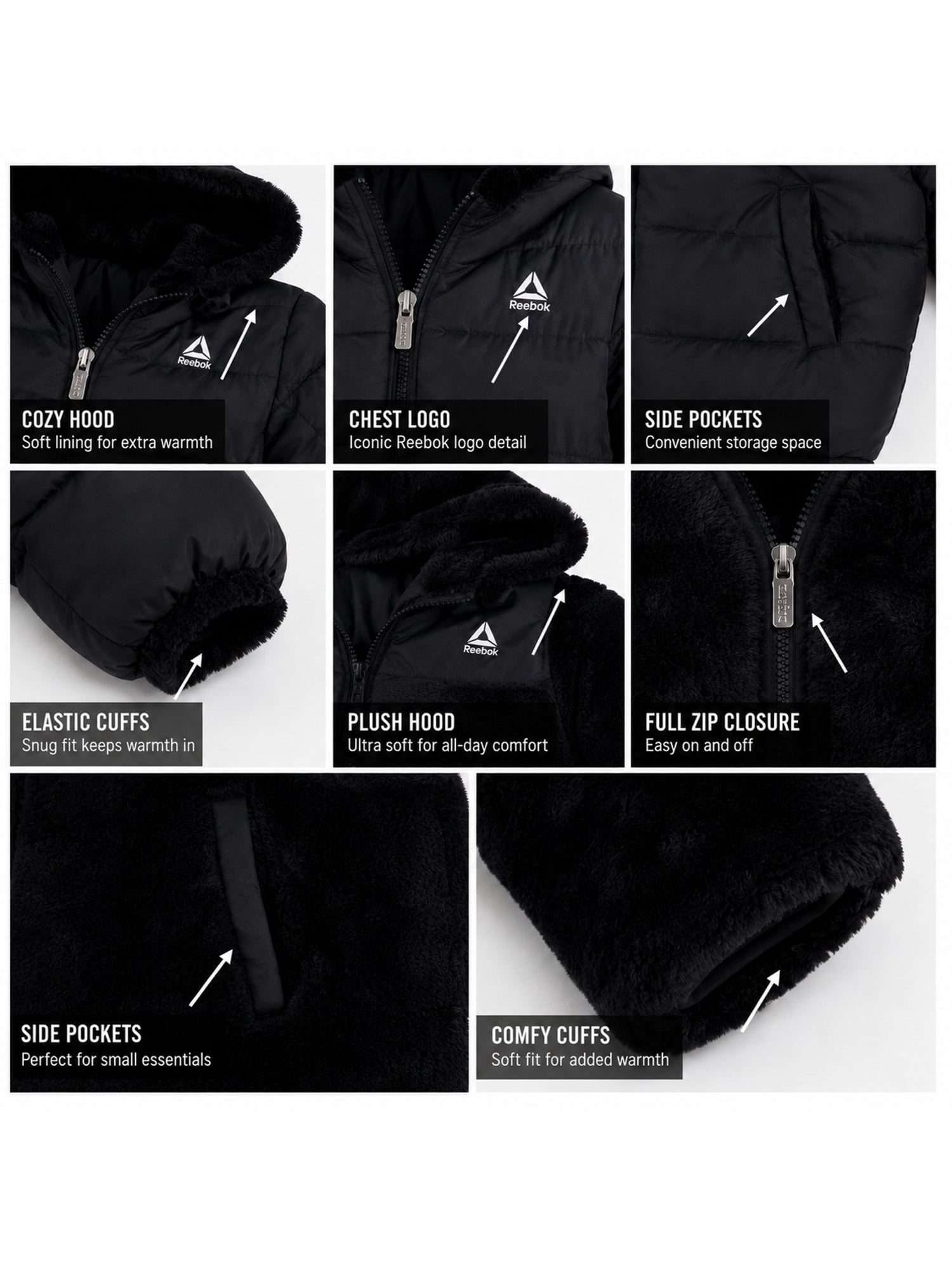 Reebok Toddler Reversible Puffer Coat, Sizes 12M-5T