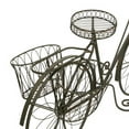 thumbnail image 6 of DecMode 56" x 21" x 31" Brown Metal Wire Floral Scrolled Bike Plantstand with Basket and Saddle Bag Planters, 6 of 16