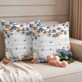 thumbnail image 2 of Thanksgiving Pumpkin Outdoor Waterproof Pillow Covers, Fall Maple Leaf Daisy Wooden Grain Decorative Square Throw Pillowcase Sofa Cushion Sham for Patio/Couch/Chair, 20"x20" 2 Pack, 2 of 8