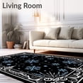 thumbnail image 2 of ODIKA 8'x10' Machine Washable Non-Slip Area Rug, Winter Pine Forest Snowflake Design Holiday Bathroom High Traffic Rug with Pad, Black, 746228, 2 of 8
