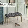 thumbnail image 3 of Farmhouse Fabric Entryway Bench, Dark Gray, 3 of 7