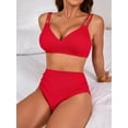 thumbnail image 4 of Asoul Bikini Sets for Womens V Neck High Waisted Swimsuits Ruched Two Piece Bathing Suit, 4 of 6