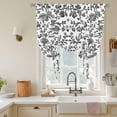 thumbnail image 3 of Vintage Black Floral Tie Up Curtain 54 Inches Long, Farmhouse Flower Balloon Style Kitchen Window Curtain Over Sink, Small Window Rod Pocket Curtain 42"x54", 3 of 9